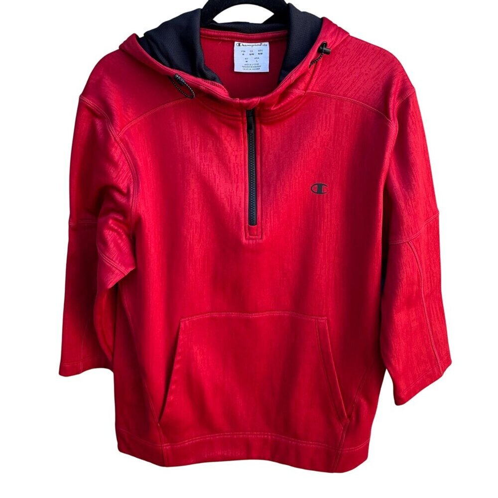 Champion Elite Gorpcore Quarter Zip Hoodie Sweatshirt Gym Athleisure Red Mens M